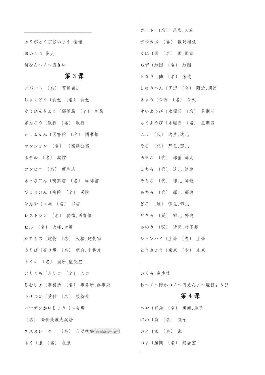 新版标准日本语单词表_第3页