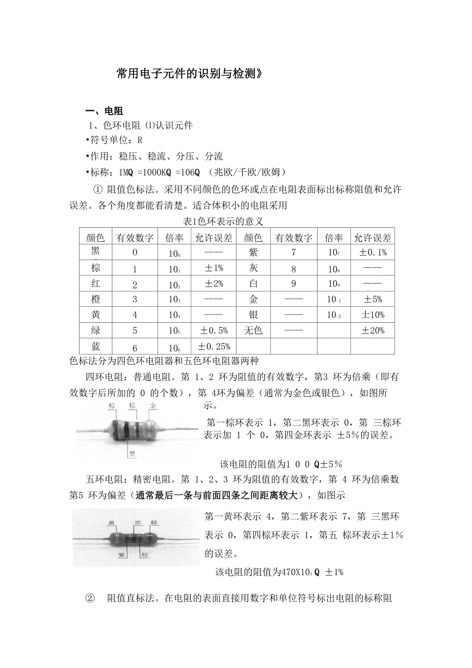 常用电子元件识别与检测_第1页