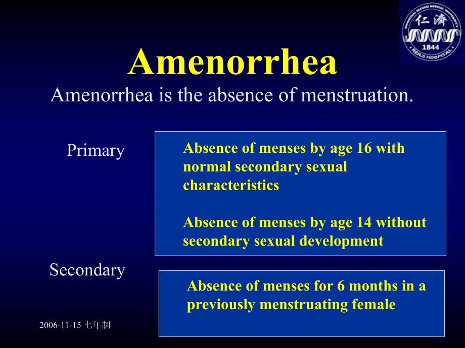 最新Amenorrhea妇产科仁济临床医院精选PPT文档_第1页