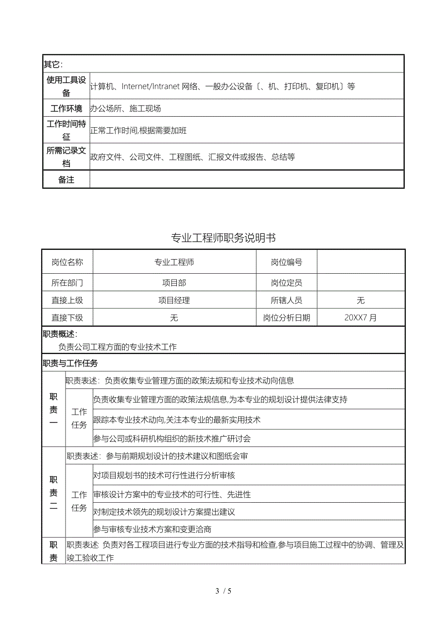 职务说明书项目部_第3页