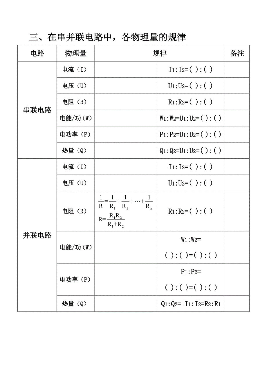 新人教版初中物理电学所有公式学生版_第3页