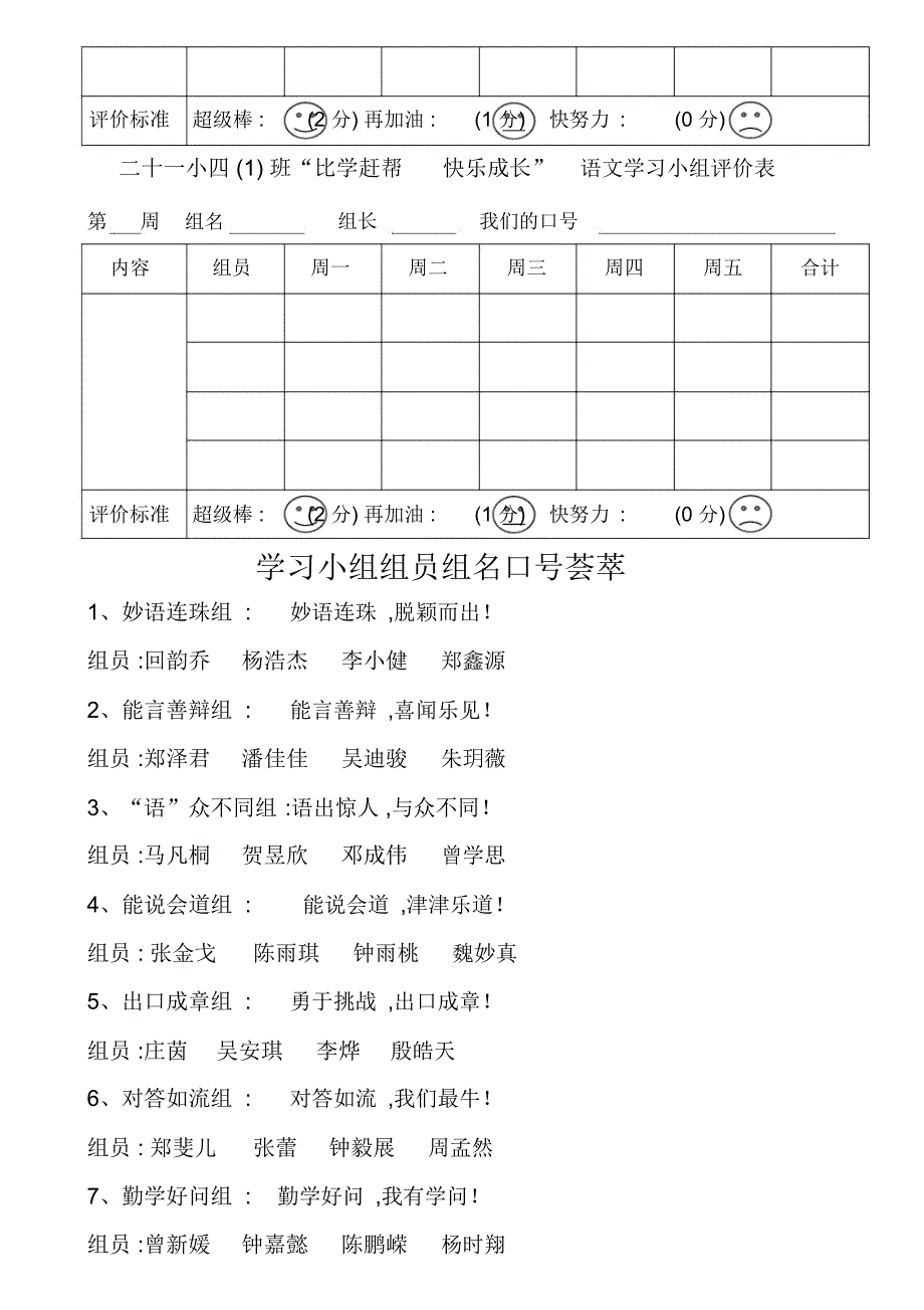 语文学习小组评分表_第4页