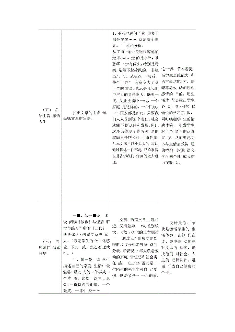 《散步》表格教学设计与反思_第4页