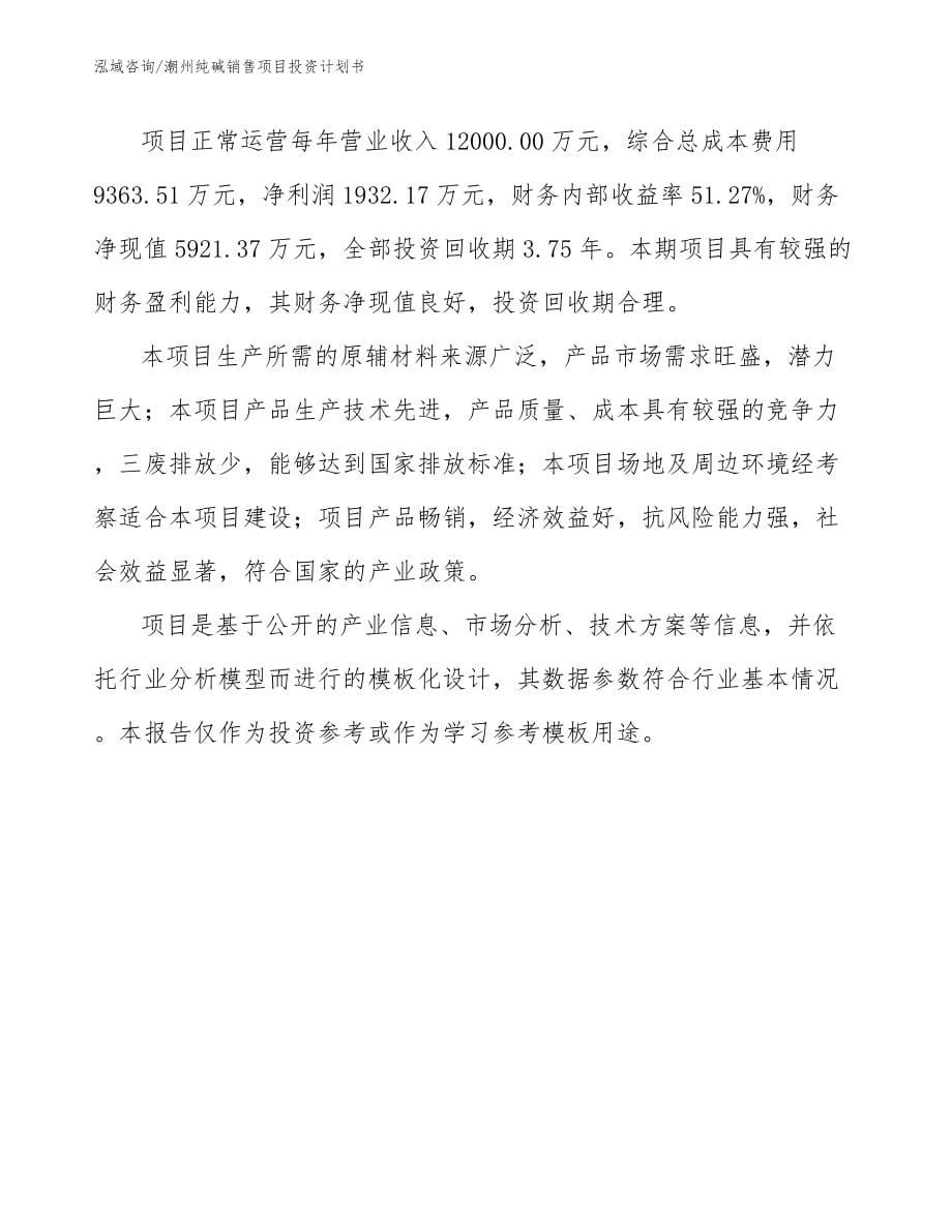 潮州纯碱销售项目投资计划书_第5页