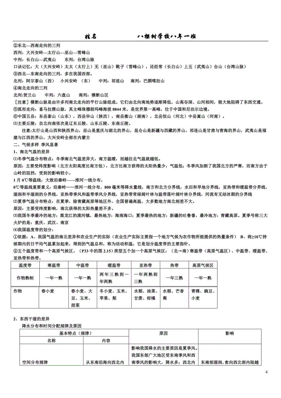 2013年最新人教版八年级地理上册复习提纲.doc_第4页