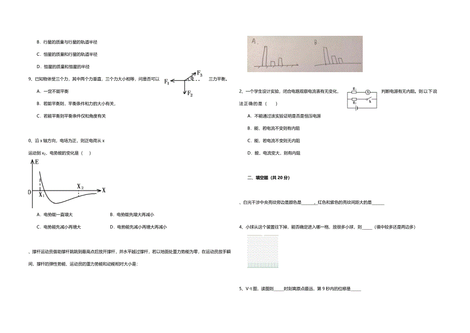 2018年上海市高考物理试卷真题（回忆版无答案） .doc_第2页