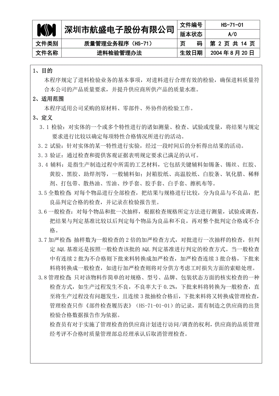 HS-71-01进料检验管理办法.doc_第2页