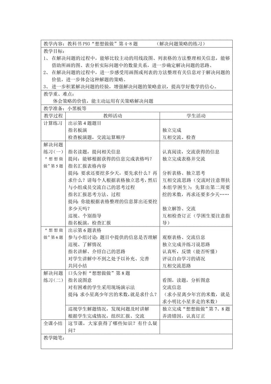 四年级下学期数学第十一单元教案_第5页