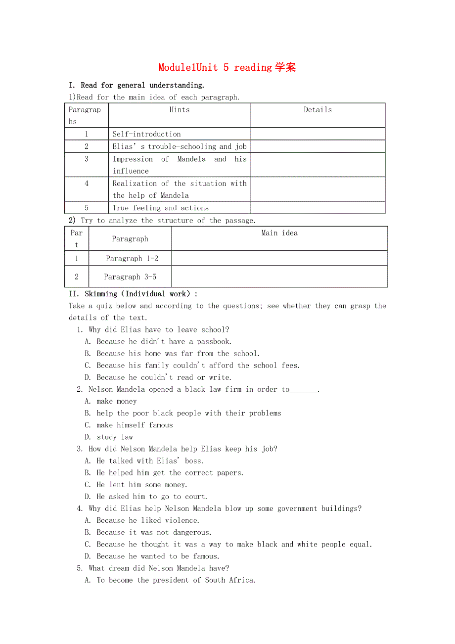 Unit5reading学案新人教版必修_第1页