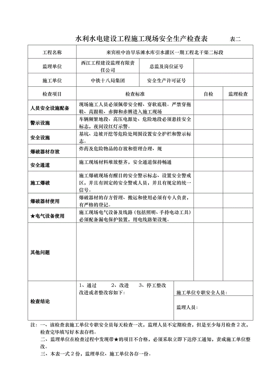 水利水电建设工程安全生产检查表_第2页