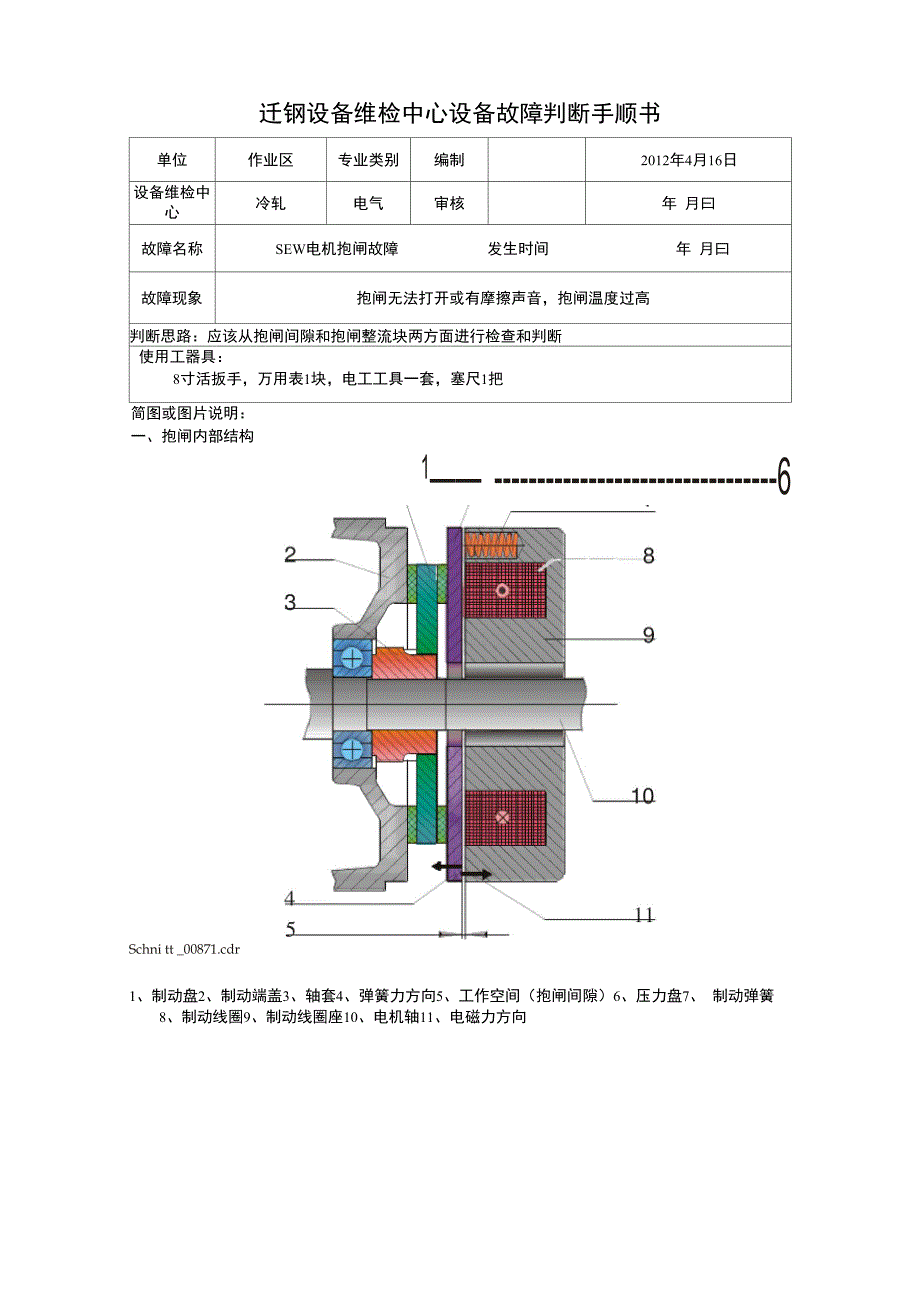 SEW电机抱闸故障手顺书_第1页