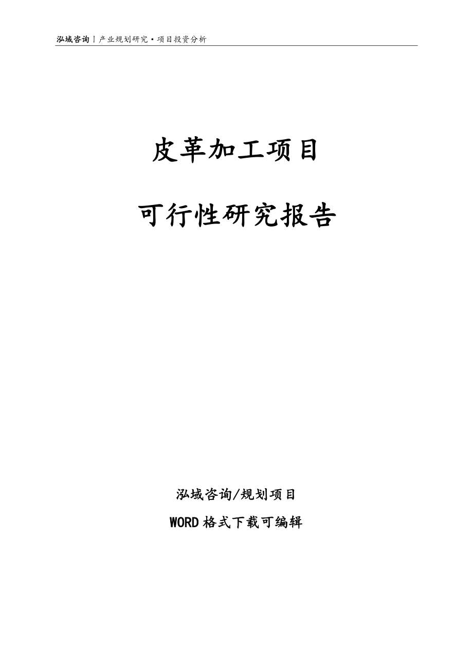 皮革加工项目可行性研究报告_第1页