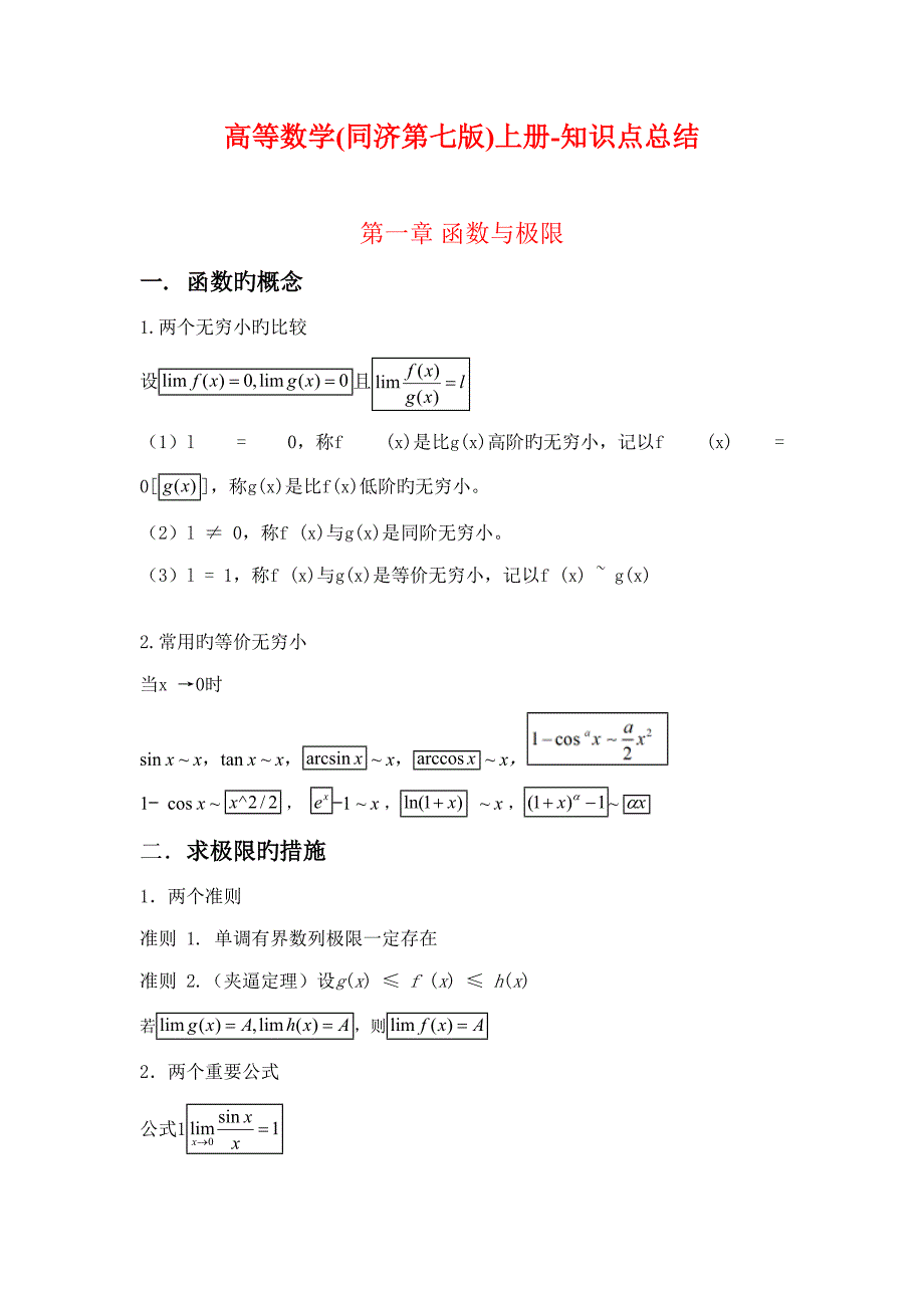 2022高等数学同济第七版上册知识点总结_第1页
