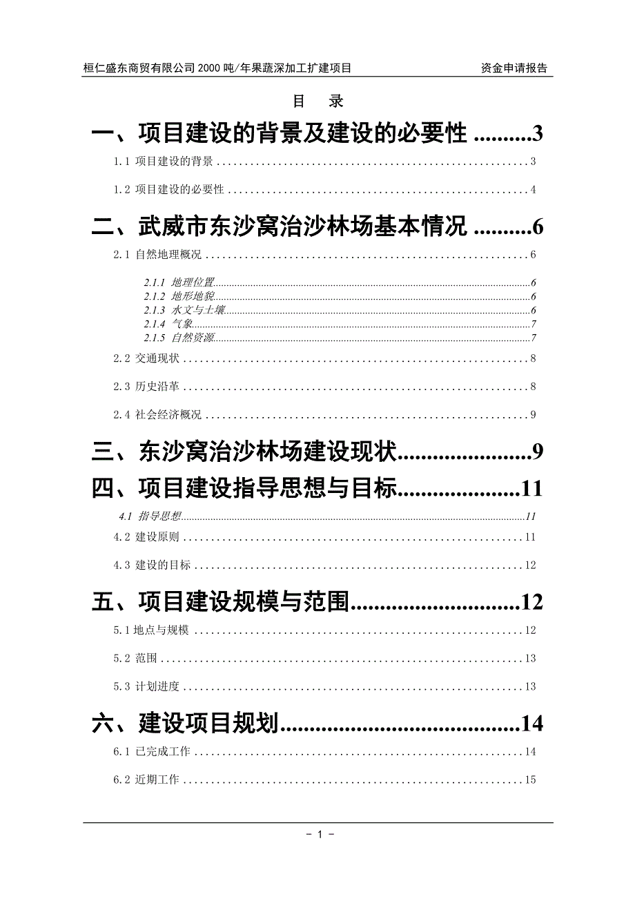 桓仁盛东商贸有限公司2000吨年果蔬深加工项目资金申请报告.doc_第1页