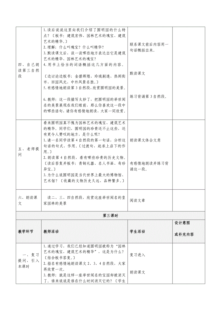 人教版五年级语文上册第七单元表格教案_第4页