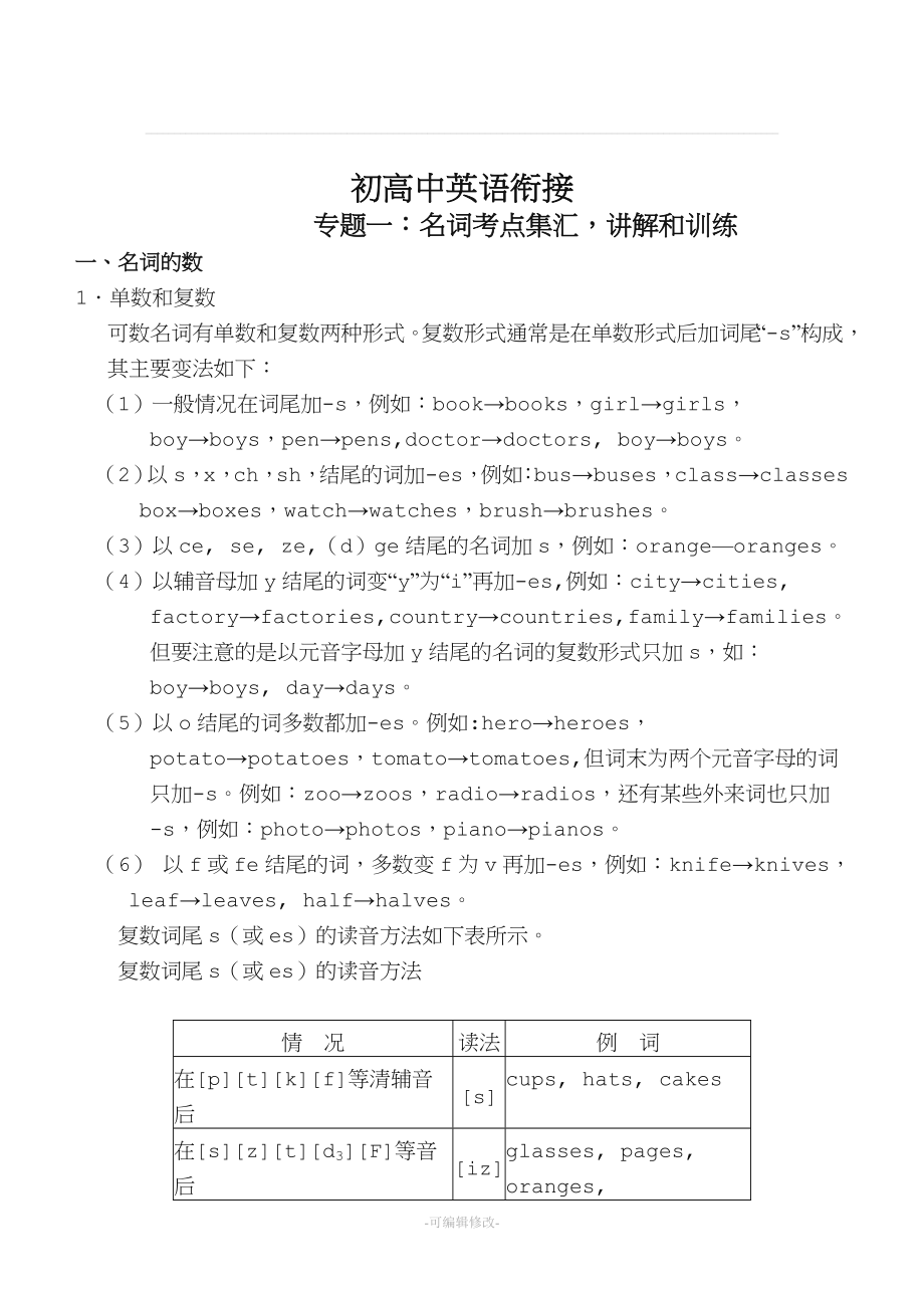 初高中英语知识点衔接.doc_第1页