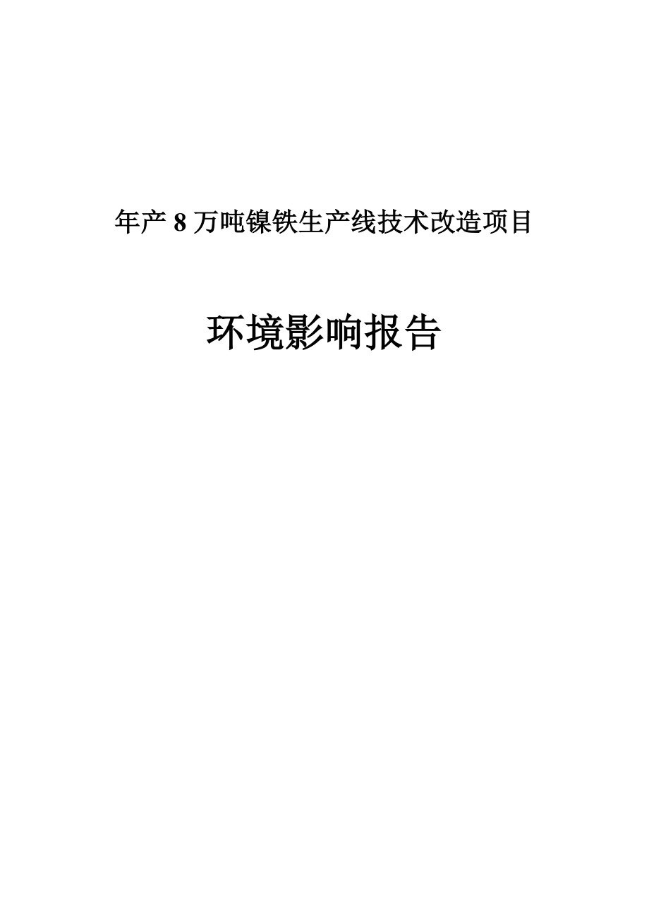 年产8万吨镍铁生产线技术改造项目环境影响报告.doc_第1页