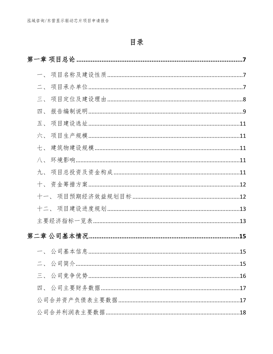 东营显示驱动芯片项目申请报告_参考模板_第1页