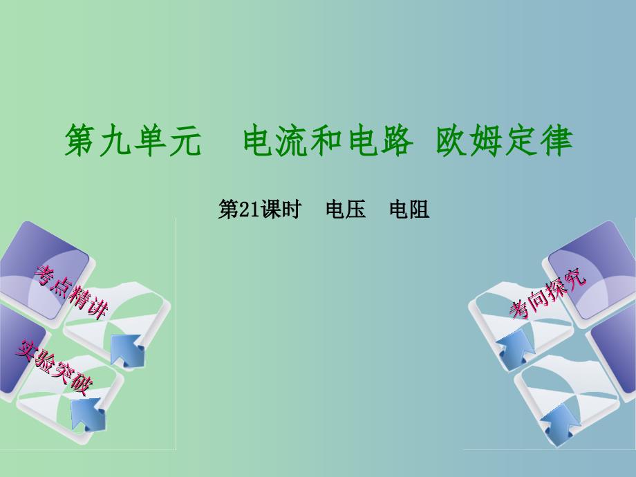 中考物理复习第九单元电流和电路欧姆定律第21课时电压电阻课件.ppt_第1页