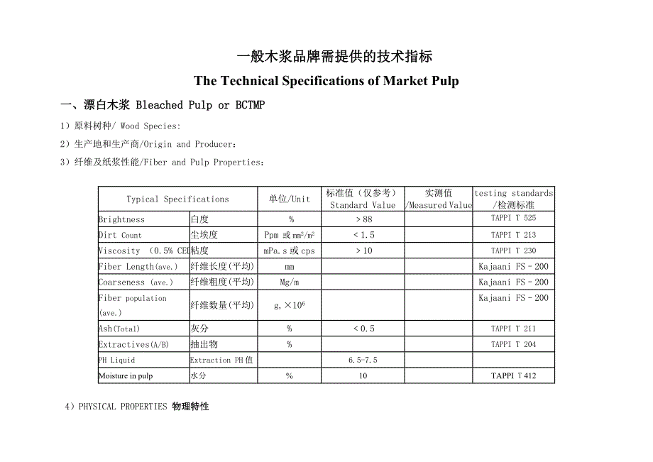 一般木浆品牌需提供指标(精品)_第1页