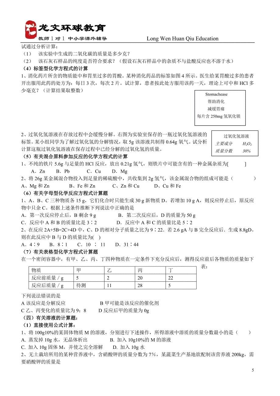 初中化学计算题题型汇总.doc_第5页