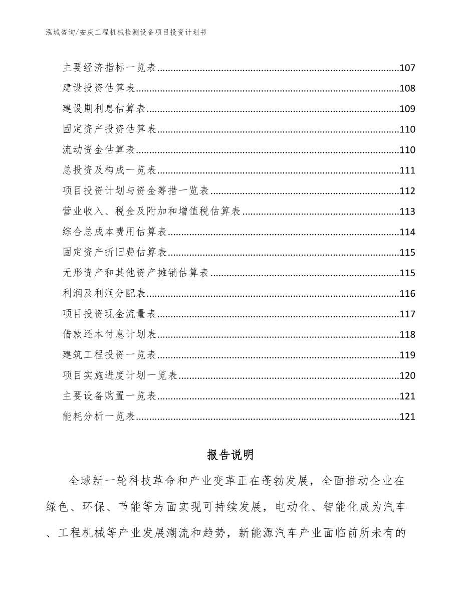 安庆工程机械检测设备项目投资计划书参考范文_第5页