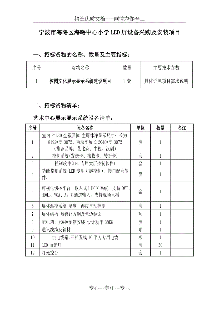 宁波海曙区海曙中心小学LED屏设备采购及安装项目_第1页