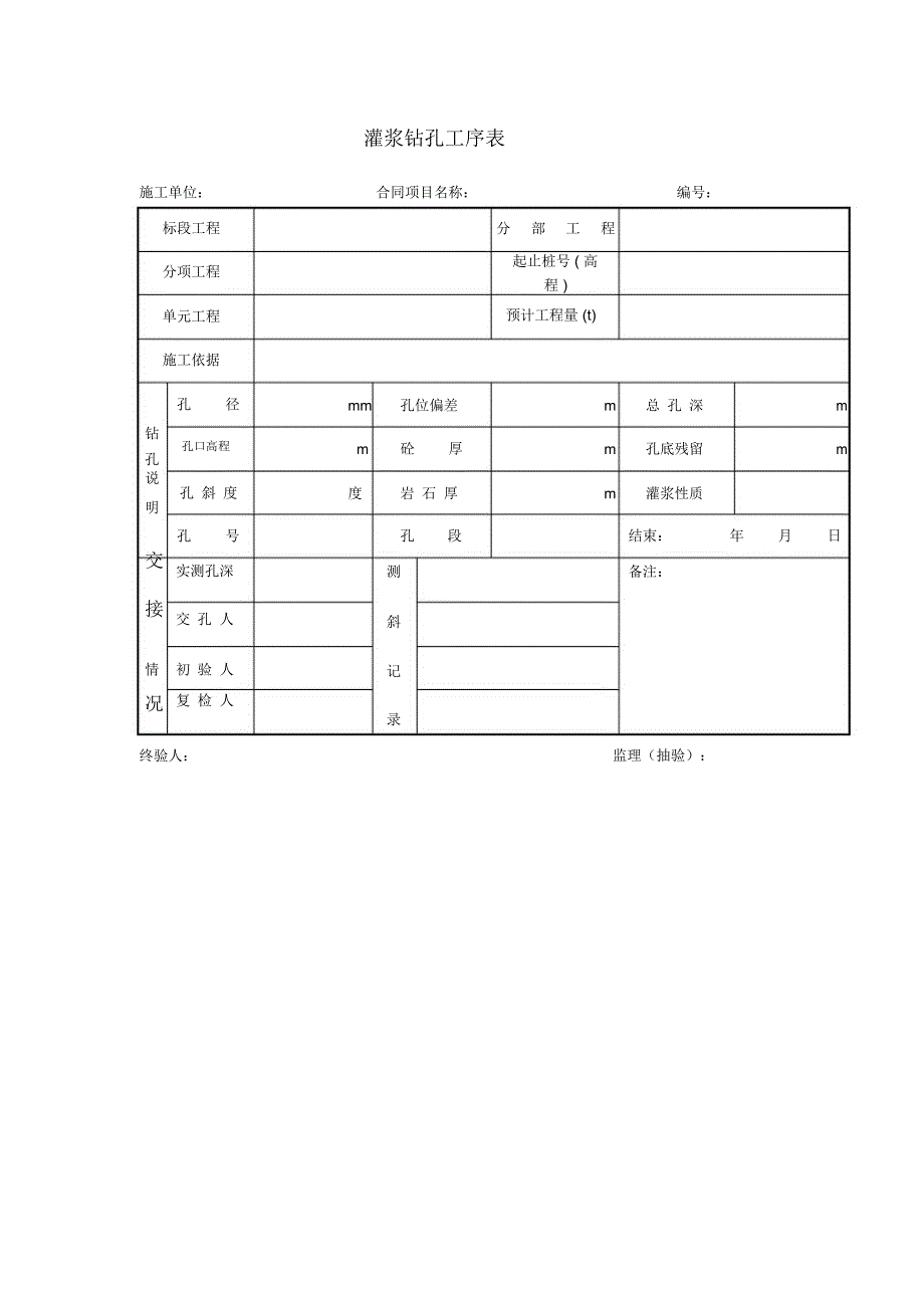 灌浆钻孔工序表_第1页