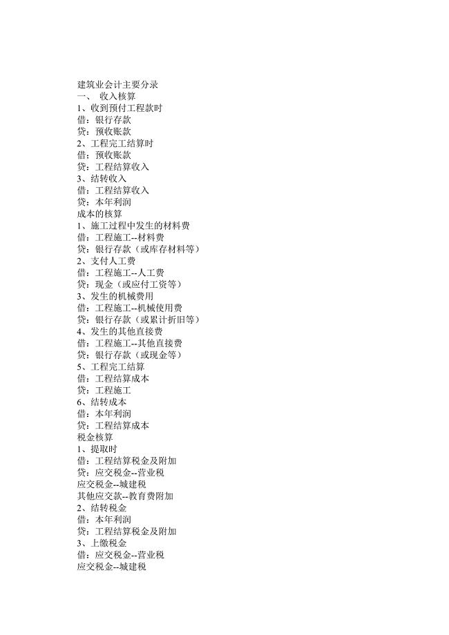 会计实务建筑业