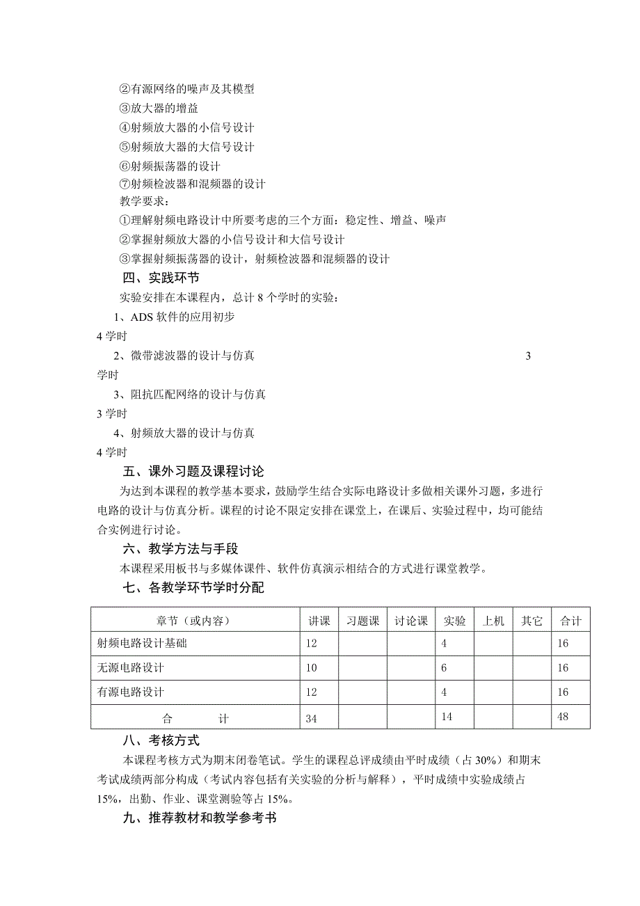 《射频电路设计》课程教学大纲_第2页