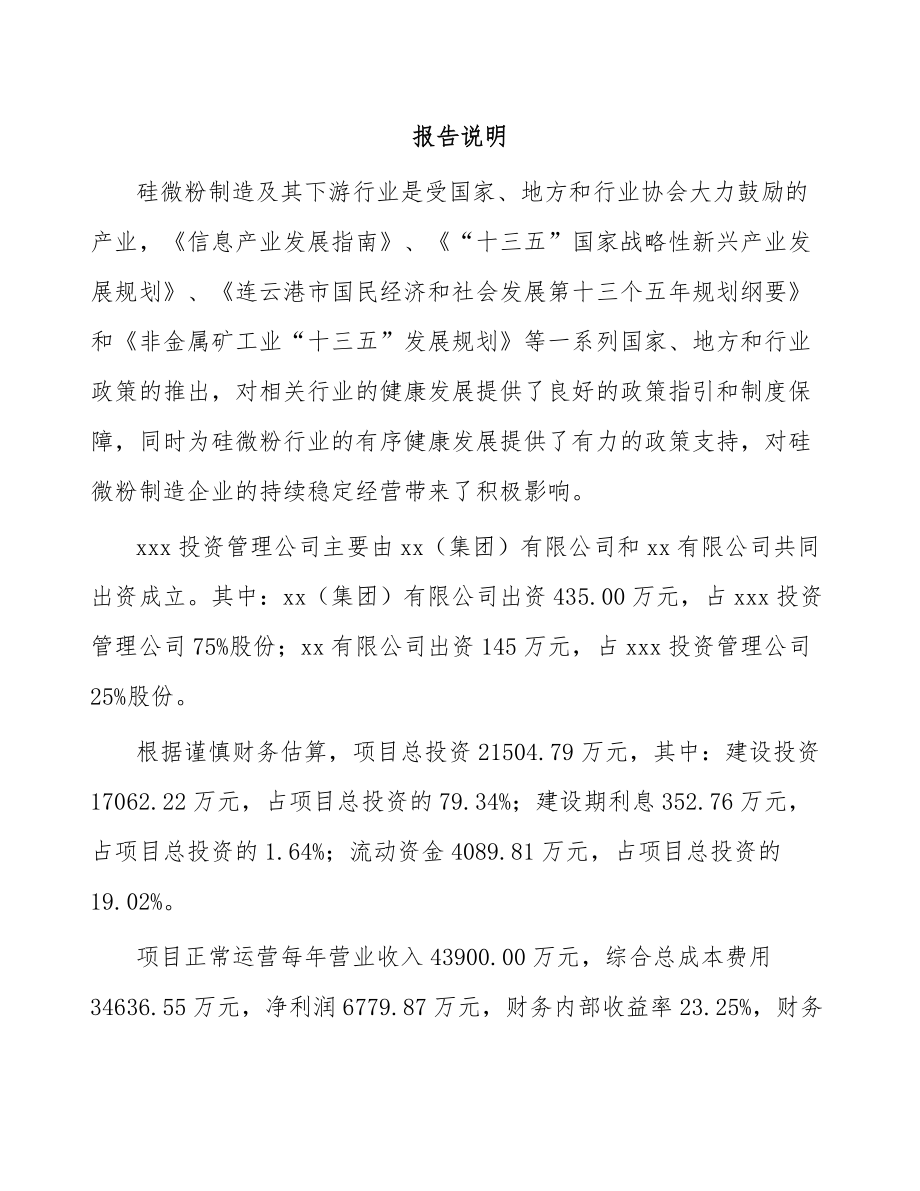 湖南关于成立硅微粉公司可行性研究报告_第2页