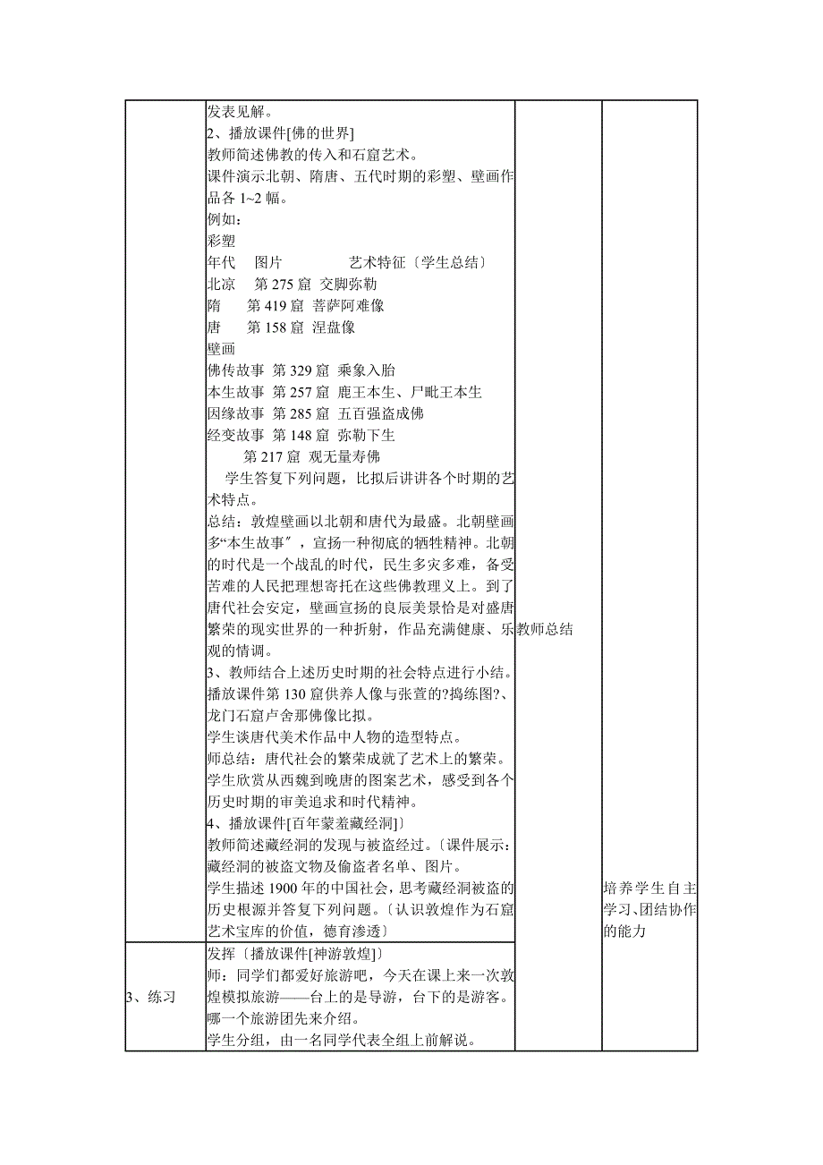 人美版初中美术八年级下册全套表格式精品教案教学设计_第3页