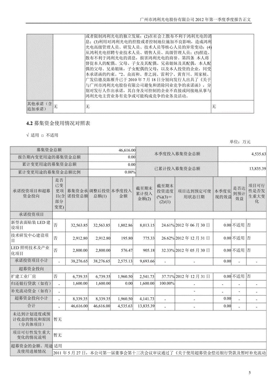 鸿利光电第一季度报告正文_第5页