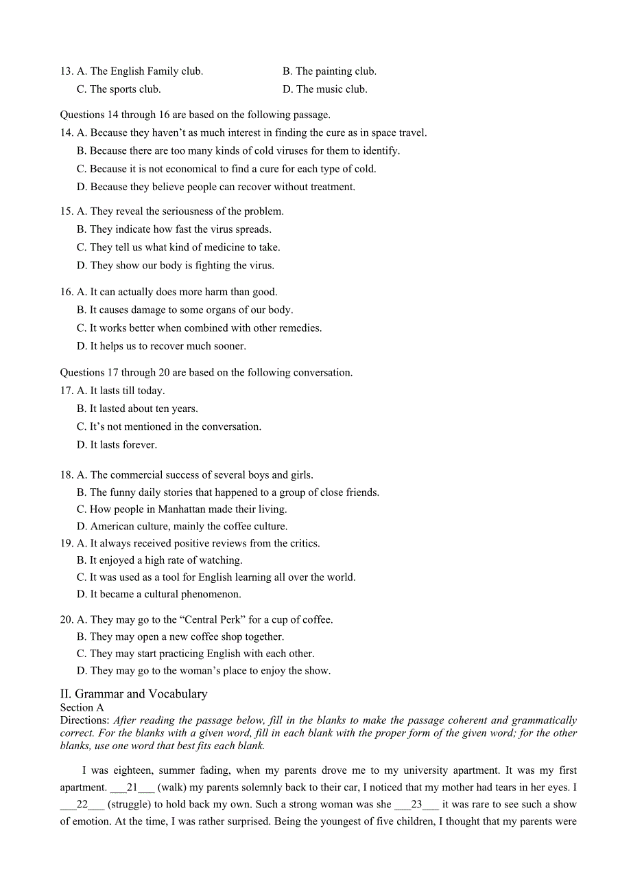 上海市金山区高三下学期质量监控(二模)英语试卷word版有答案_第2页