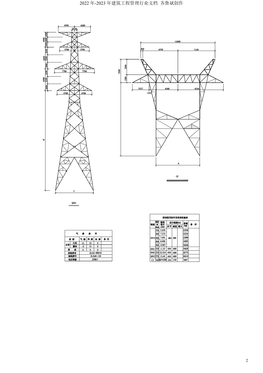 220kV&#215;&#215;输电线路工程预算实例_第2页