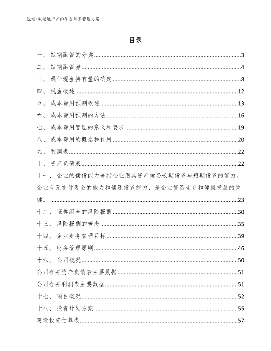 电接触产品的项目财务管理方案（范文）_第2页