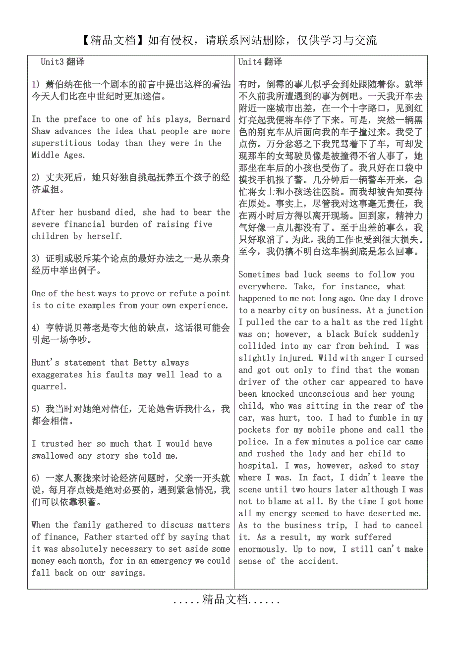 大学英语精读4翻译答案_第2页