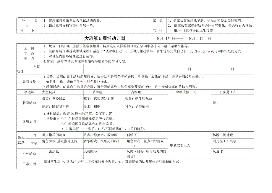 幼儿园大班周计划表秋季 (2)_第3页