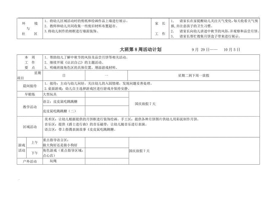 幼儿园大班周计划表秋季 (2)_第5页