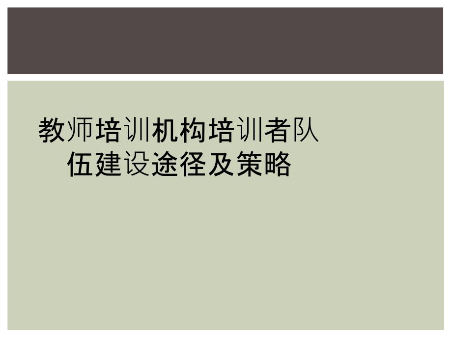 教师培训机构培训者队伍建设途径及策略_第1页