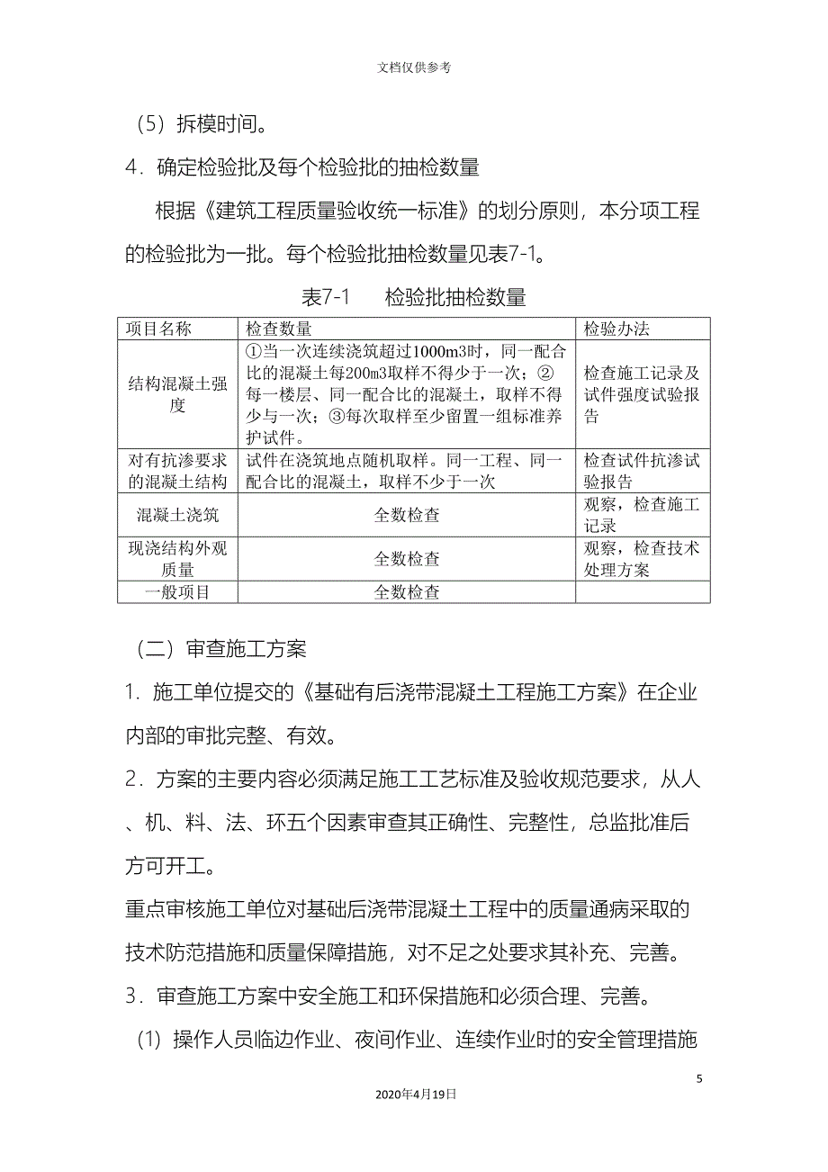 混凝土基础后浇带混凝土监理实施细则_第5页