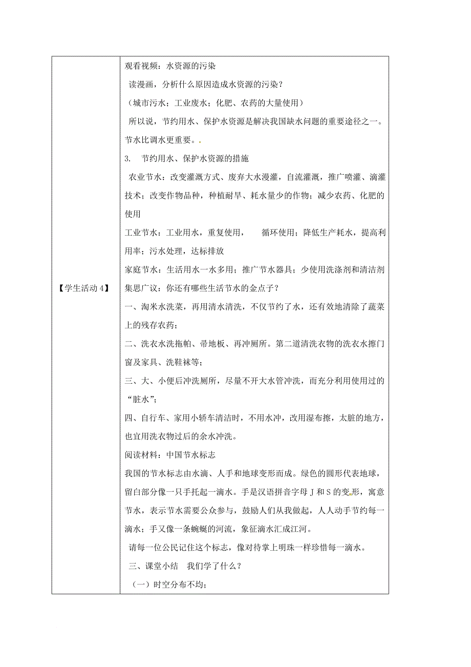 江苏省大丰区八年级地理上册 3.3水资源教案 新版新人教版_第4页