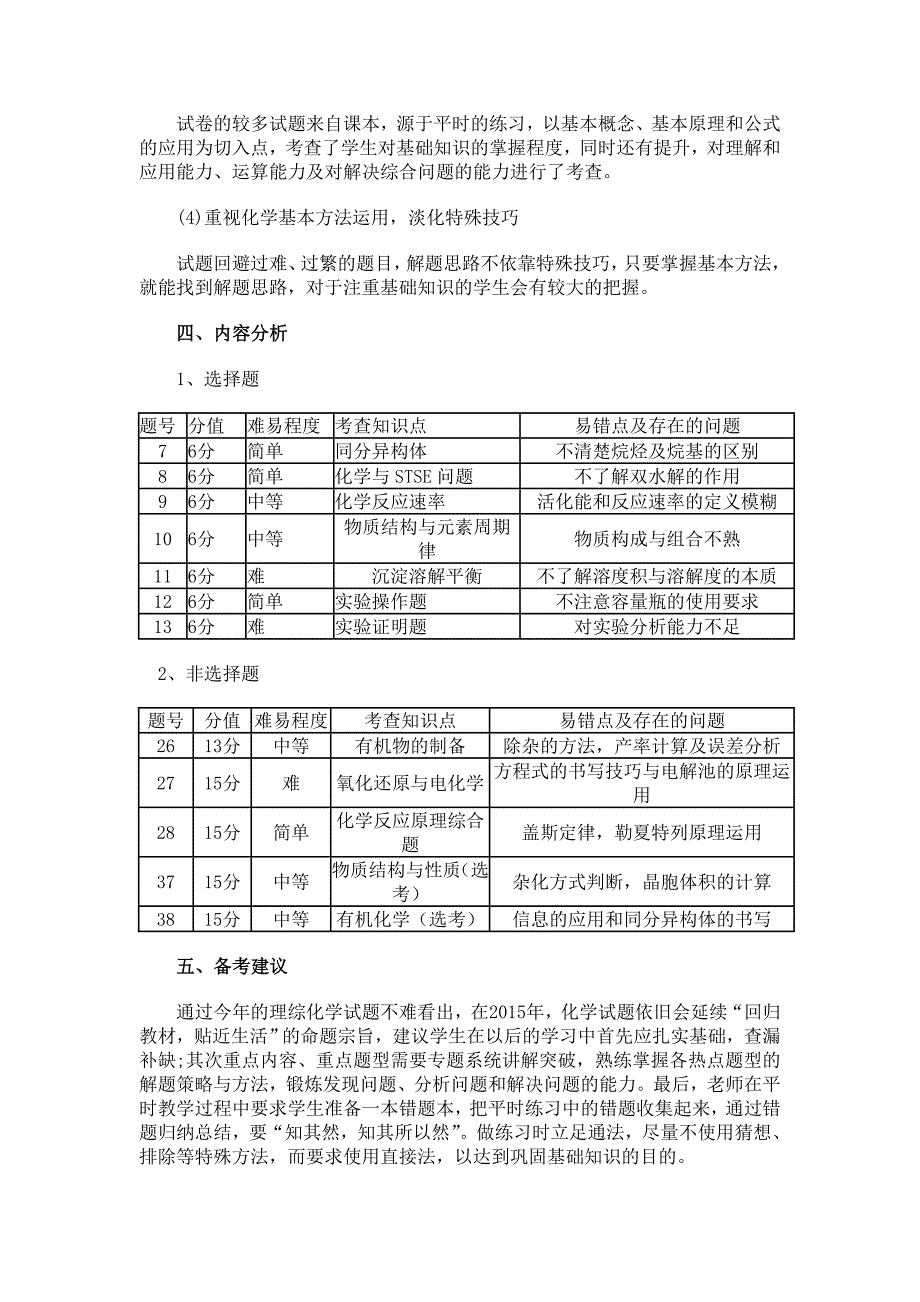 2014年高考化学试卷分析_第2页