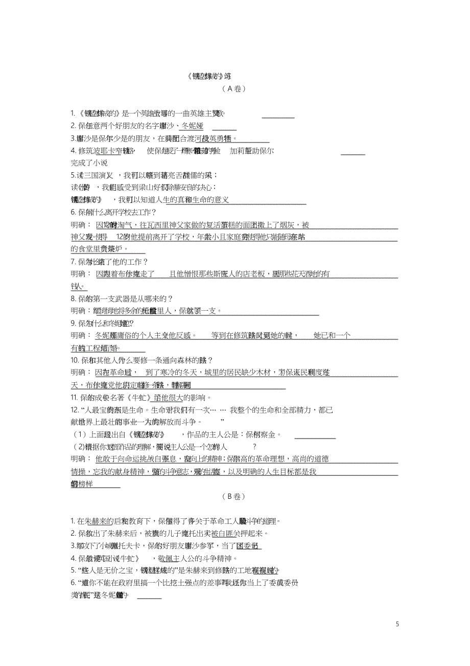 九年级语文下册名著导读《钢铁是怎样炼成的》知识要点苏教版[共8页]_第5页