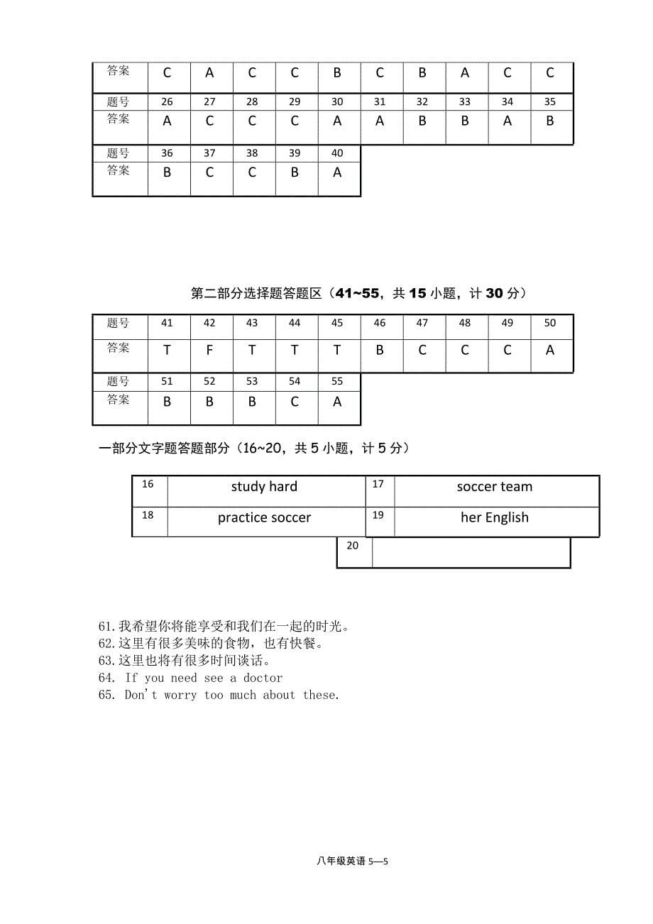 人教版八年级上册英语期末考试试卷及答案.doc_第5页