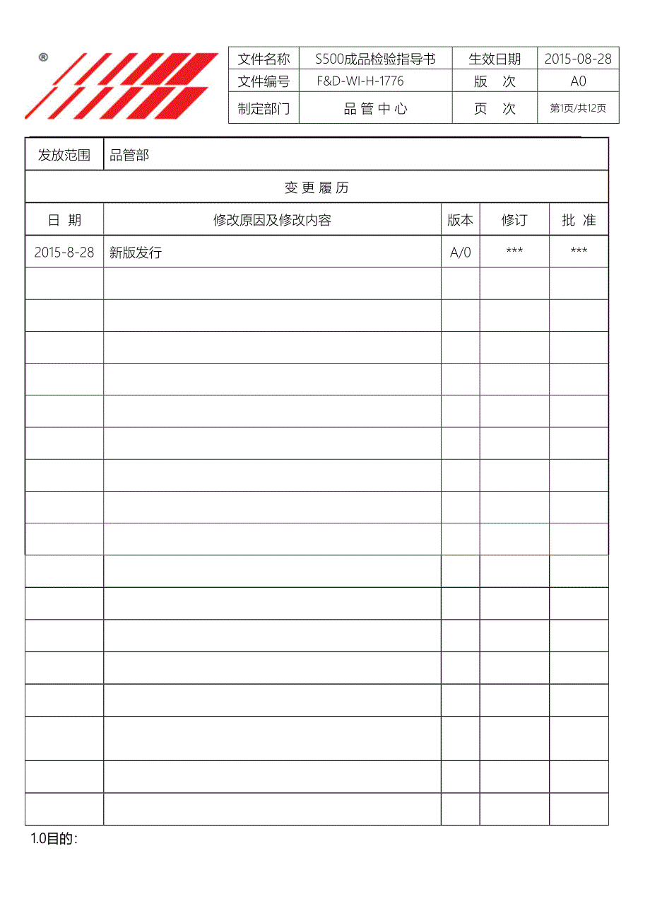 手环QA成品检验规范剖析(DOC 12页)_第1页