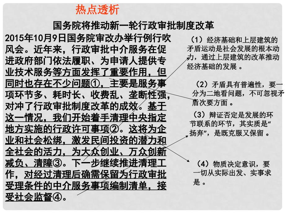 高考政治一轮复习 考点专题 模块4 单元16 寻觅社会的真谛 课时1 热点突破 国务院将推动新一轮行政审批制度改革课件_第2页