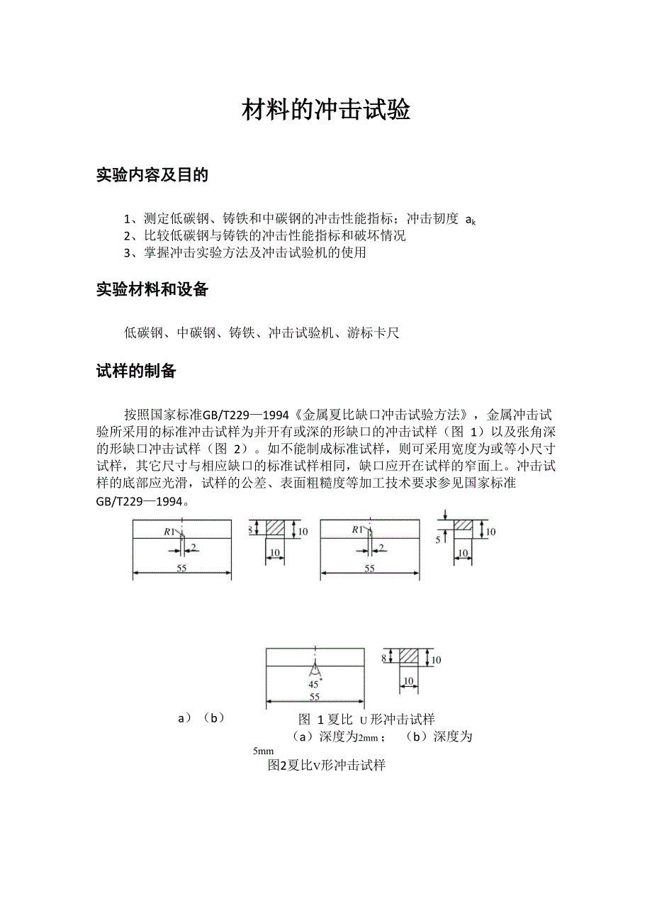 材料的冲击试验实验报告_第1页