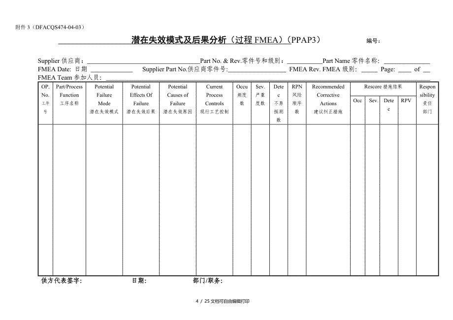 东风股份有限公司PPAP提交全套表格_第3页