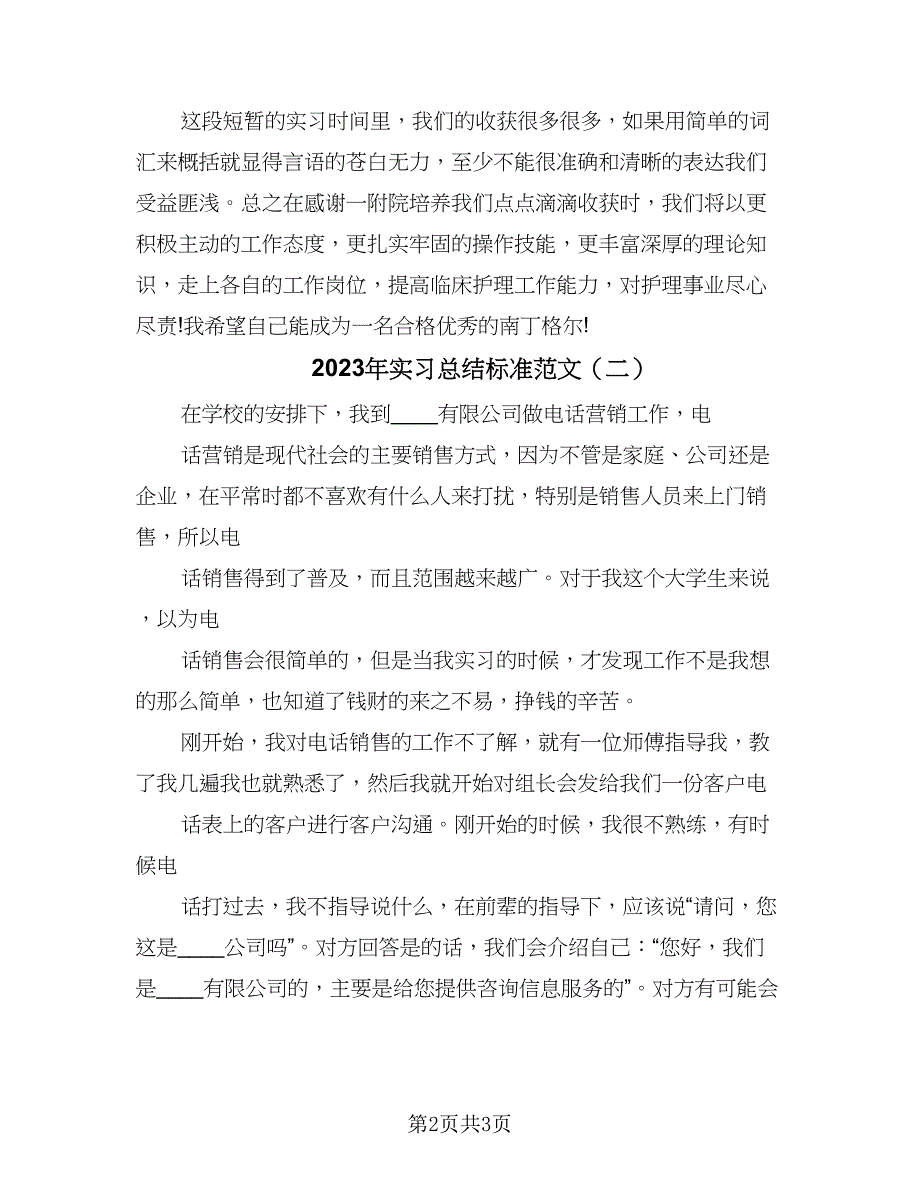 2023年实习总结标准范文（二篇）_第2页